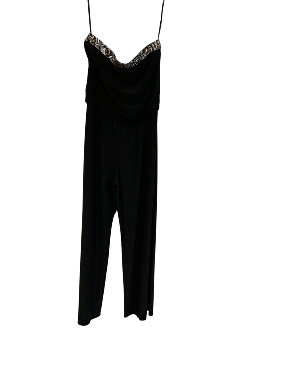 White House Black Market Black Jumpsuit Size 10 Wide Leg Dressy Stretch - Picture 2 of 9
